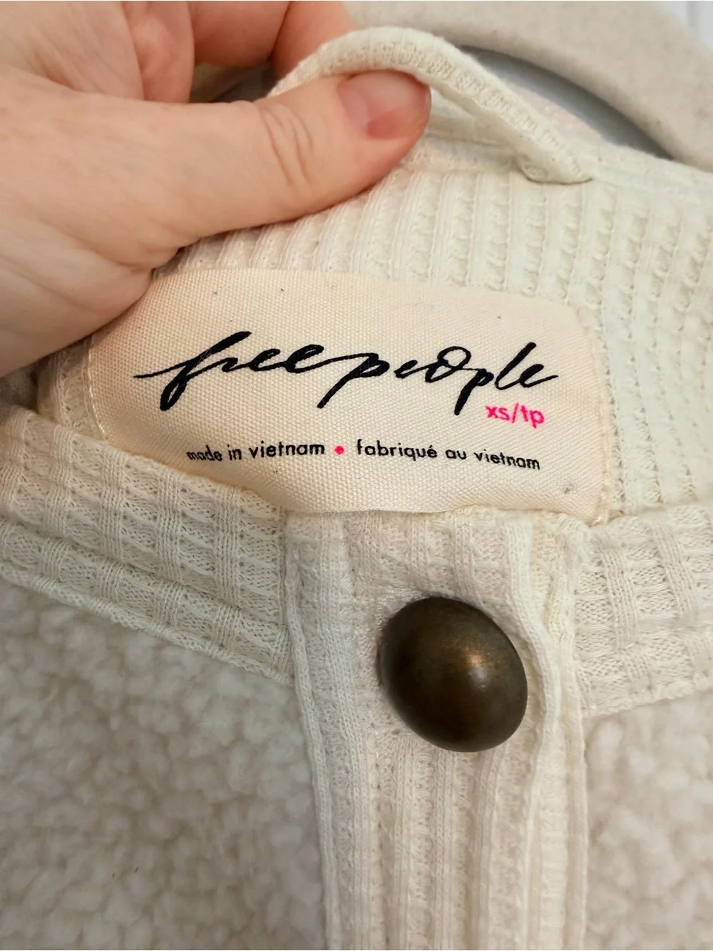 Free People Hug Me Sherpa Cardi Button Jacket XS Ivory